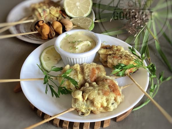Moules en tempura, mayonnaise citron vert-soja
