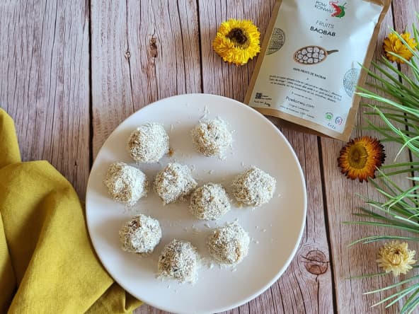 Energy balls baobab dattes coco
