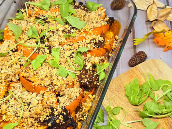 Crumble de potimarron et effiloché de porc