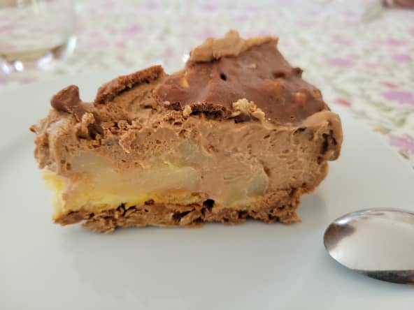Entremets chocolat praliné poires