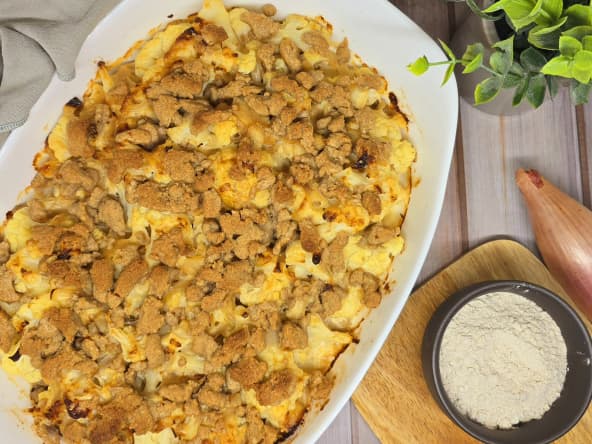 Crumble de chou fleur au sarrasin et crème de parmesan