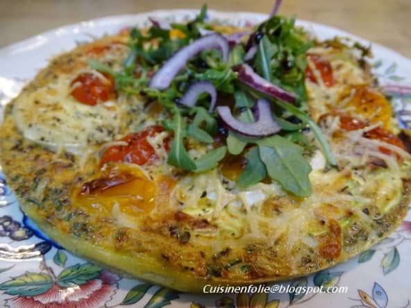 Trouchia de courgette, tomates cerises, fromage de chèvre à l'Airfryer