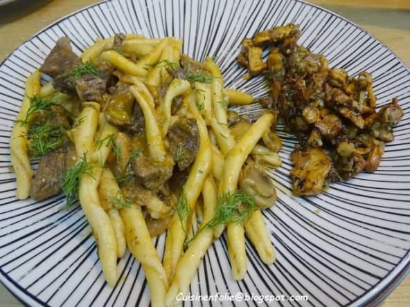 Boeuf Stroganof aux champignons sautés