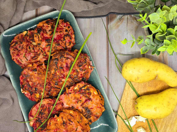 Röstis pommes de terre betterave et feta