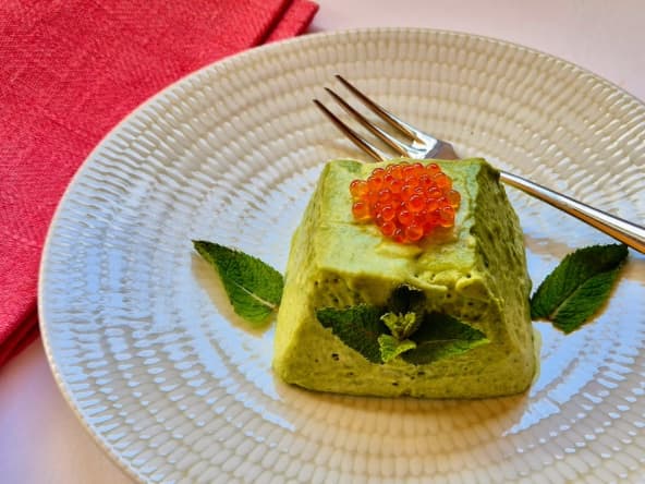 Bavarois aux petits pois et œufs de truite