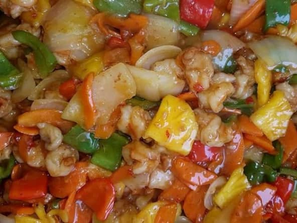 Crevettes sauce aigre douce