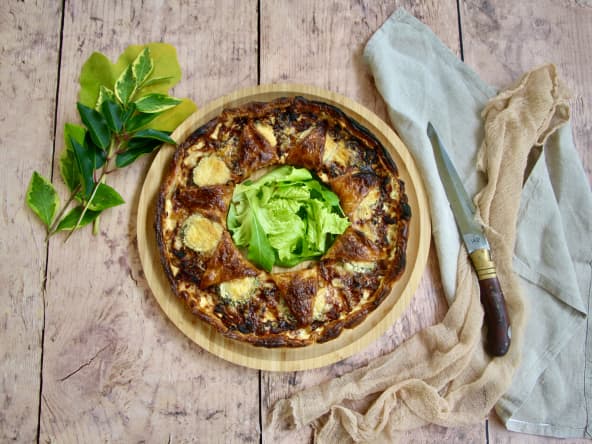 Tarte aux oignons, chèvre et miel