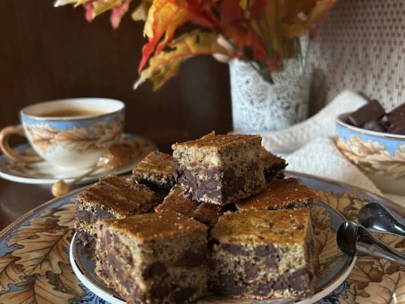 Carrés à la compote de pommes, au chocolat et au sarrasin