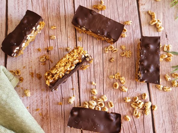 Barres healthy au chocolat et maïs soufflé