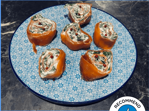 Roulés de saumon fumé aux épinards