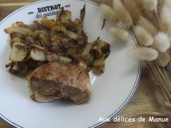 Filet mignon aux endives braisées