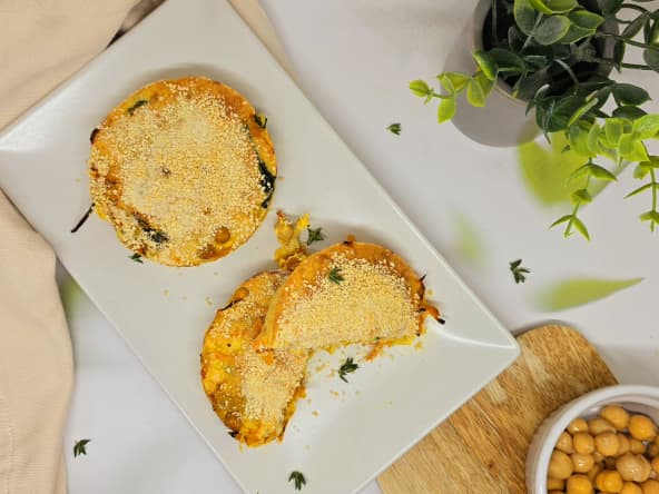 Petits flans de pois chiches et légumes