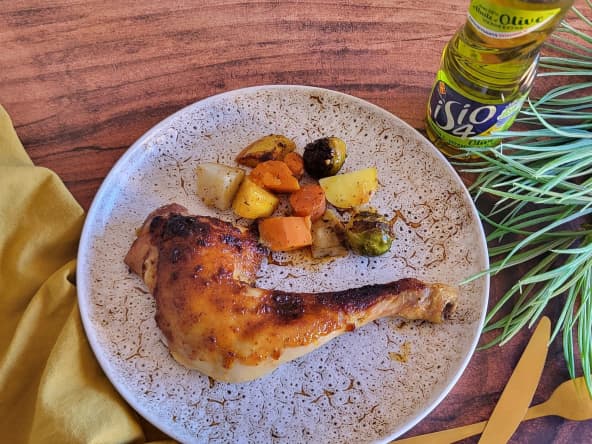 Cuisses de poulet rôties et légumes d’hiver au four