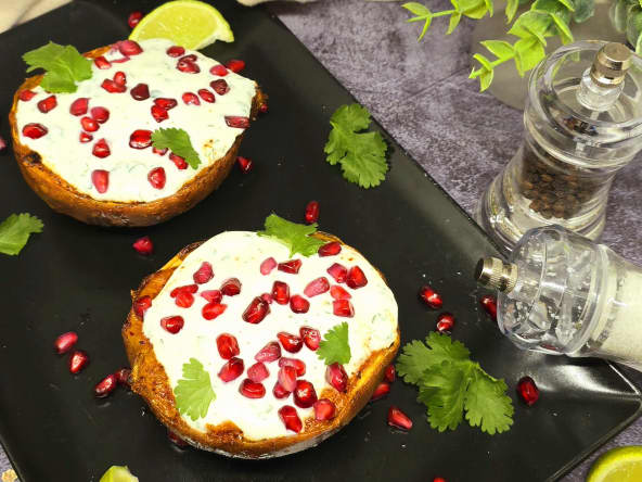 Patates douces rôties sauce yaourt