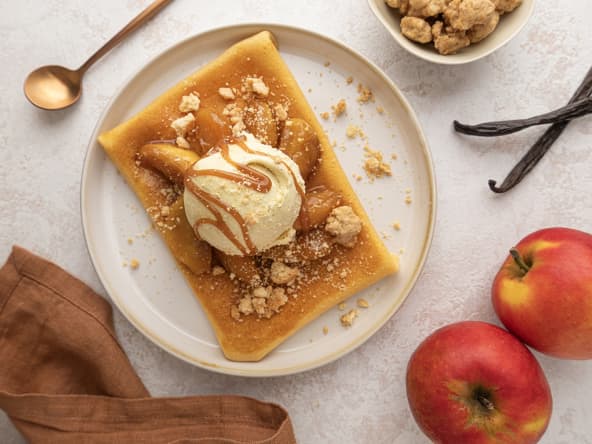 Crêpes façon Tatin au lait entier