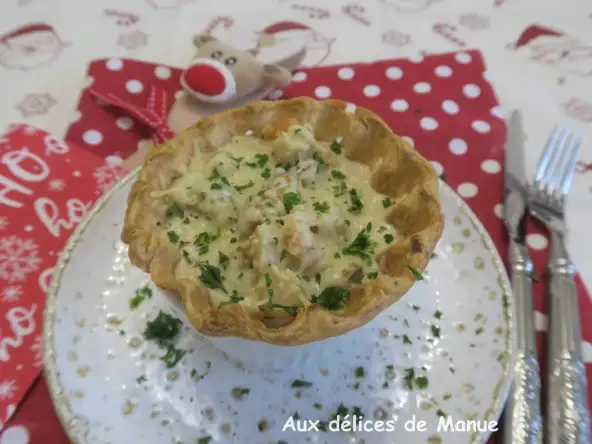 Tartelette feuilletée aux noix de Saint-Jacques et fruits de mer
