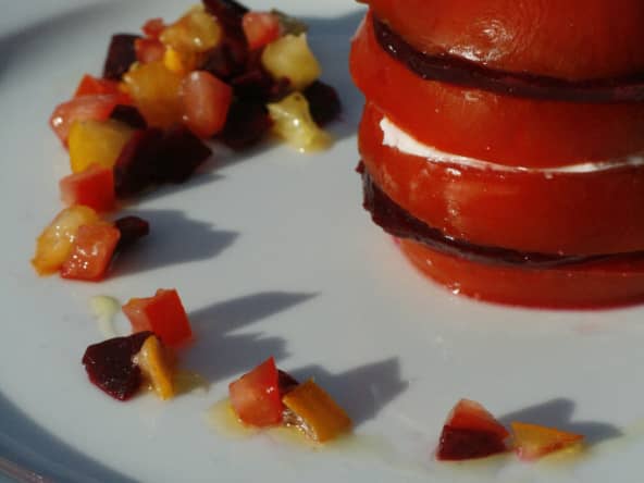 Millefeuille Tomates Betterave Mozarella