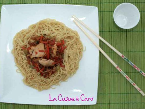 Sauté de dinde aux nouilles asiatiques