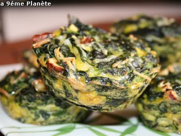 Muffins salés aux épinards, fromage de chèvre et noisettes