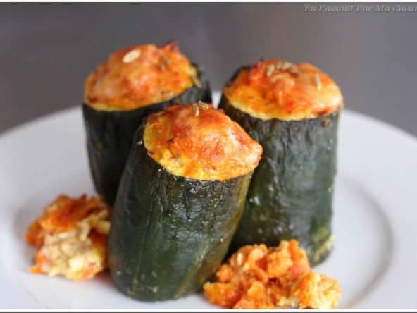 Concombres farcis de carottes parfumées au fenouil et au laurier