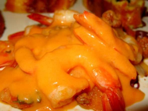 Gambas au whisky et merguez