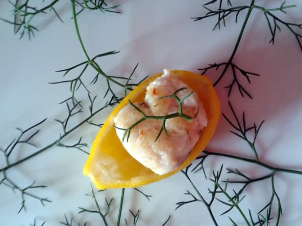 Gonades de seiche sur limequat