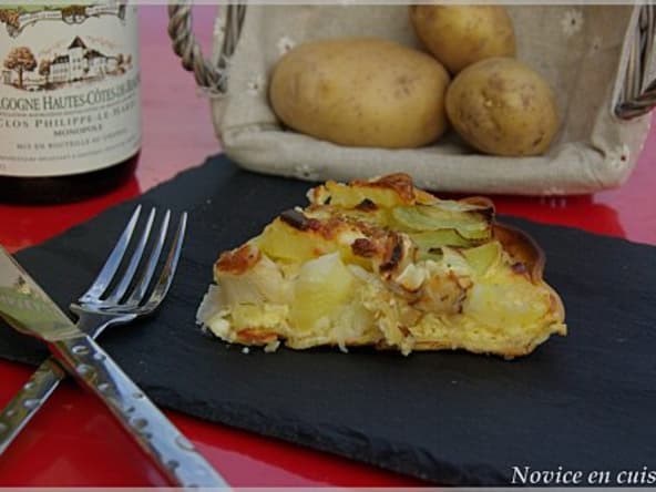 Tarte aux pommes de terre, poireaux et chevre