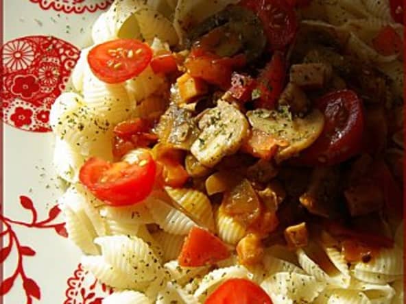 Pâtes à la sauce créole et aux champignons