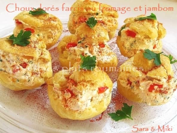 Choux dorés farcis au fromage et jambon