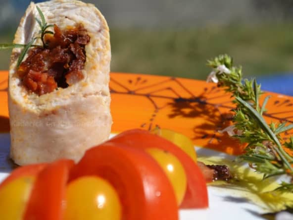 Dinde au chorizo, tomates confites et mozzarella d'après Elisabeth, Masterchef saison 2.