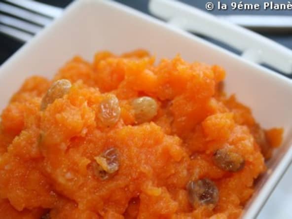Purée de carottes aux raisins secs