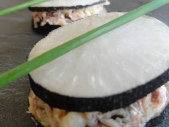 Toasts de radis noir à la sardine