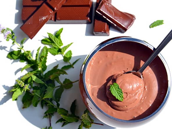 Mousse chocolat-menthe peu calorique au tofu soyeux
