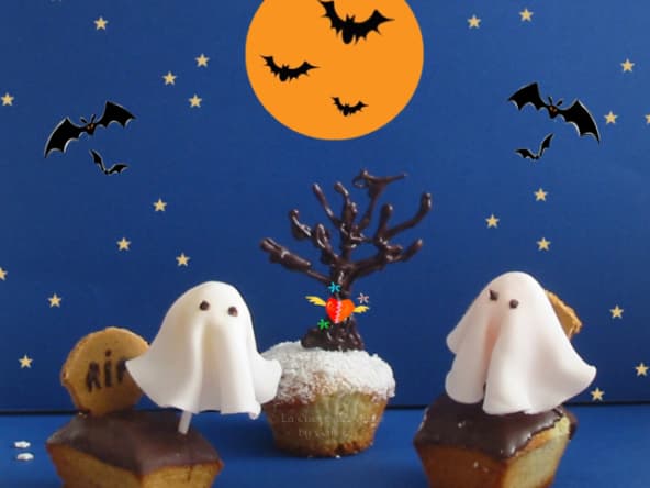 Mini Cakes Coco au Coeur de Chocolat, Farandole de Fantômes et Chauve-souris