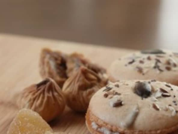 Macaron tofu soyeux, figue, gingembre