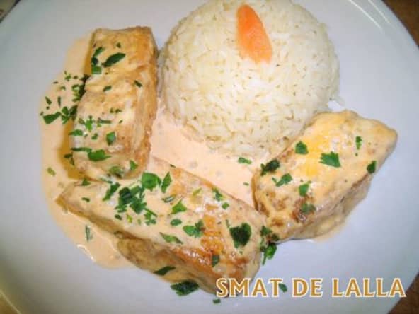 Filet de perche sauce crevette et riz basmati