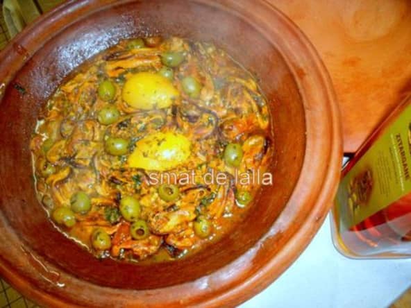 Tajine de moules à l'huile d'argan et aux olives