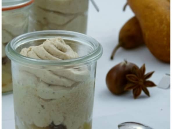 Poires anisées et mascarpone aux marrons « en Boco »