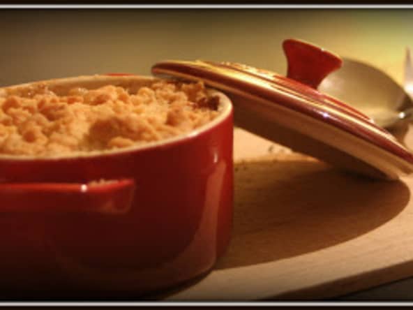 Crumble de truite et fondue de légumes