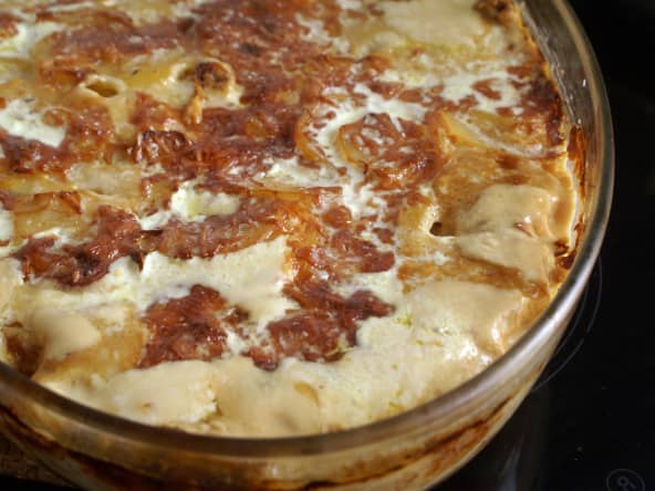 Gratin de pommes de terre à l'ancienne, à la graisse de foie gras et à la crème