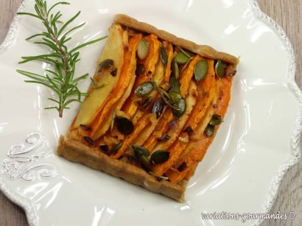 Tarte salée potiron, coing et romarin