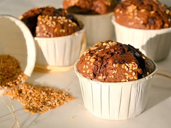 Muffins tout chocolat aux petites graines