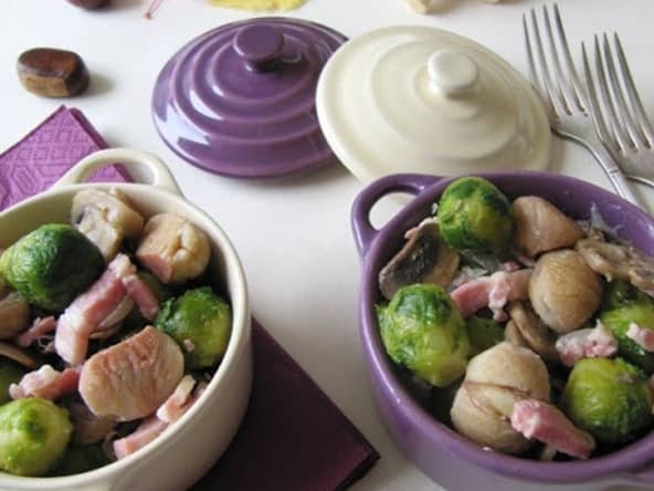 Poêlée d'automne champignons, châtaignes et choux