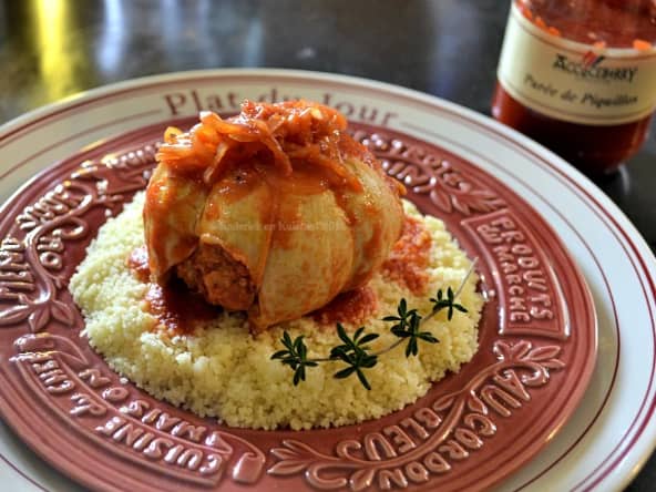 Paupiettes de poulet à la purée de piquillos