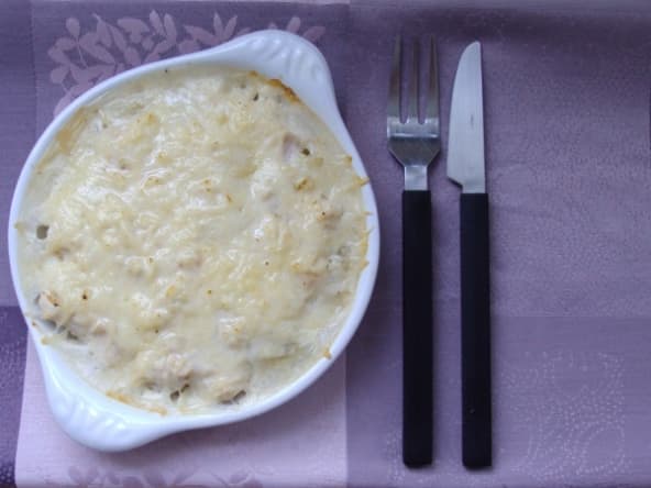 Gratin de poulet et poireaux