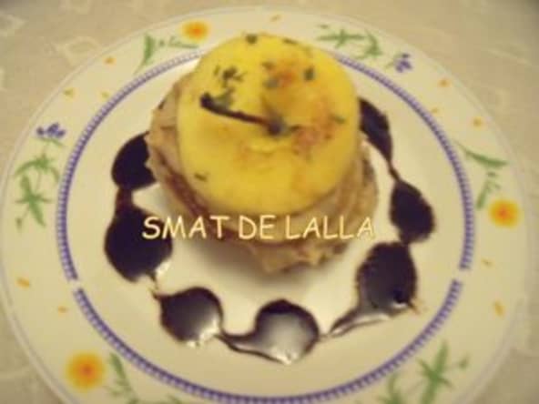 Boudin blanc sucré salé aux pommes et sauce vanille