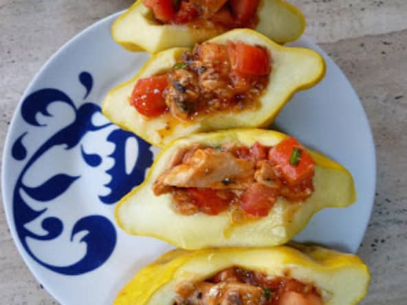 Pâtissons Farcis Tomates et Sardines en Salade