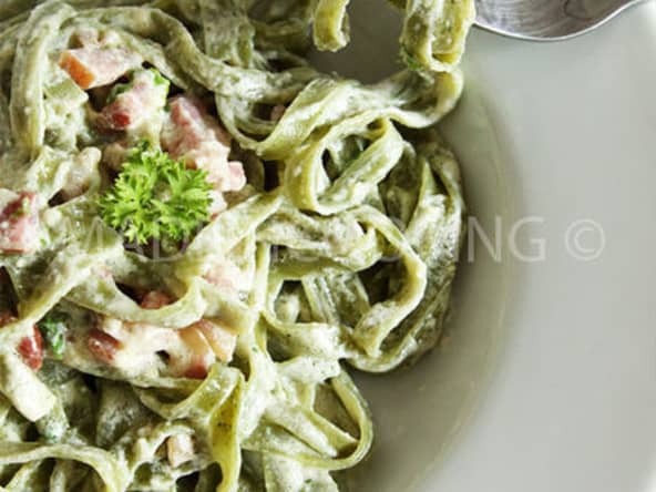 Tagliatelles épinards à la carbonara