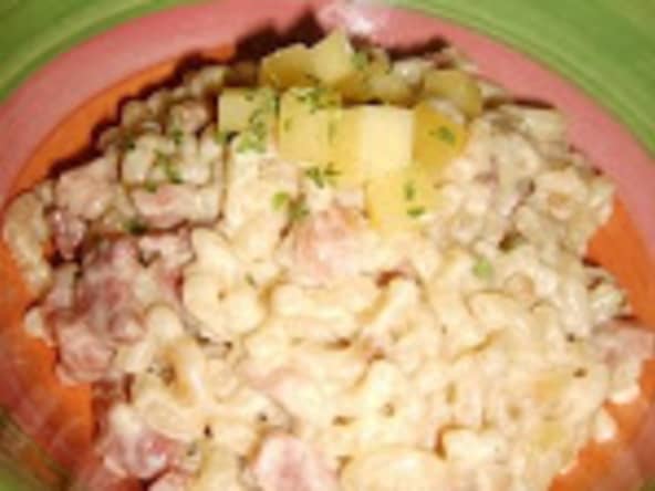 Risotto de coquillettes aux lardons