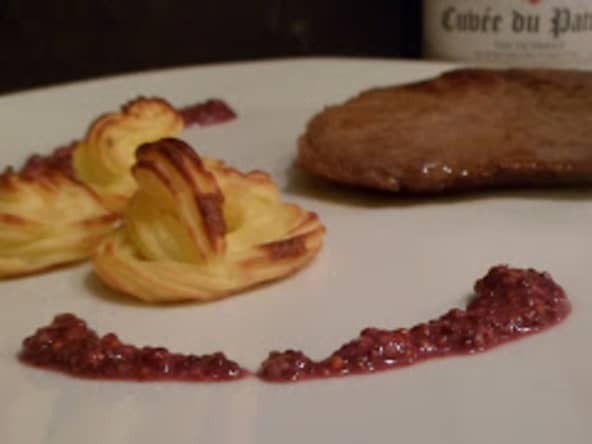 Bavettes à la moutarde violette (moutarde à l'ancienne)